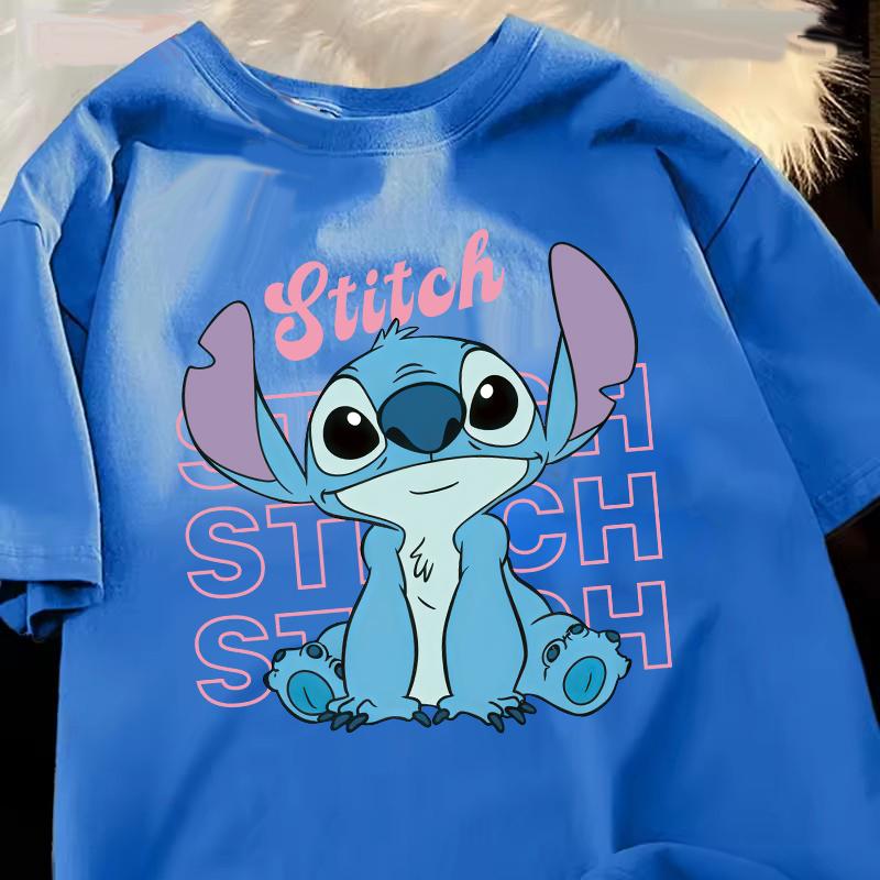 Funny 100 Cotton Stitch Love Graphic Print TShirt for Women Casual Short Sleeve Tee Cartoon Design