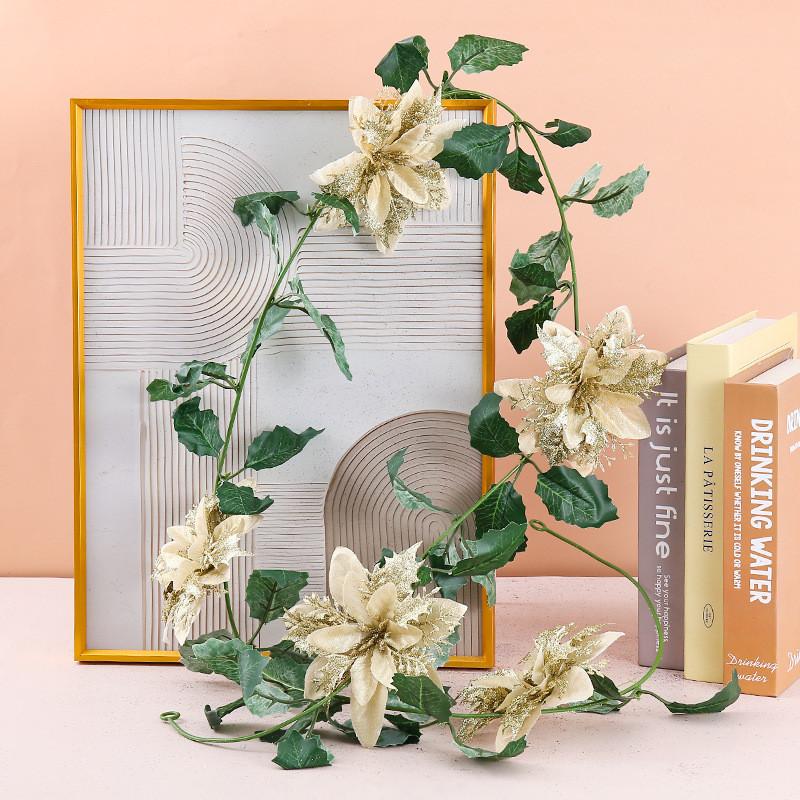 Christmas Decor Artificial Garland With Faux Flowers For Home Holiday Festive Atmosphere