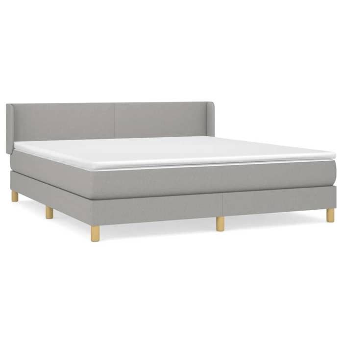 3130129 vidaXL Lit à sommier tapissier avec matelas Gris clair 180x200cm Tissu