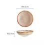 Vintage Luxury Kiln‑Change Glaze Ceramic Tableware, Embossed Double‑Line Round Bowl Plate Microwave‑Safe for Home Hotel & Gifting