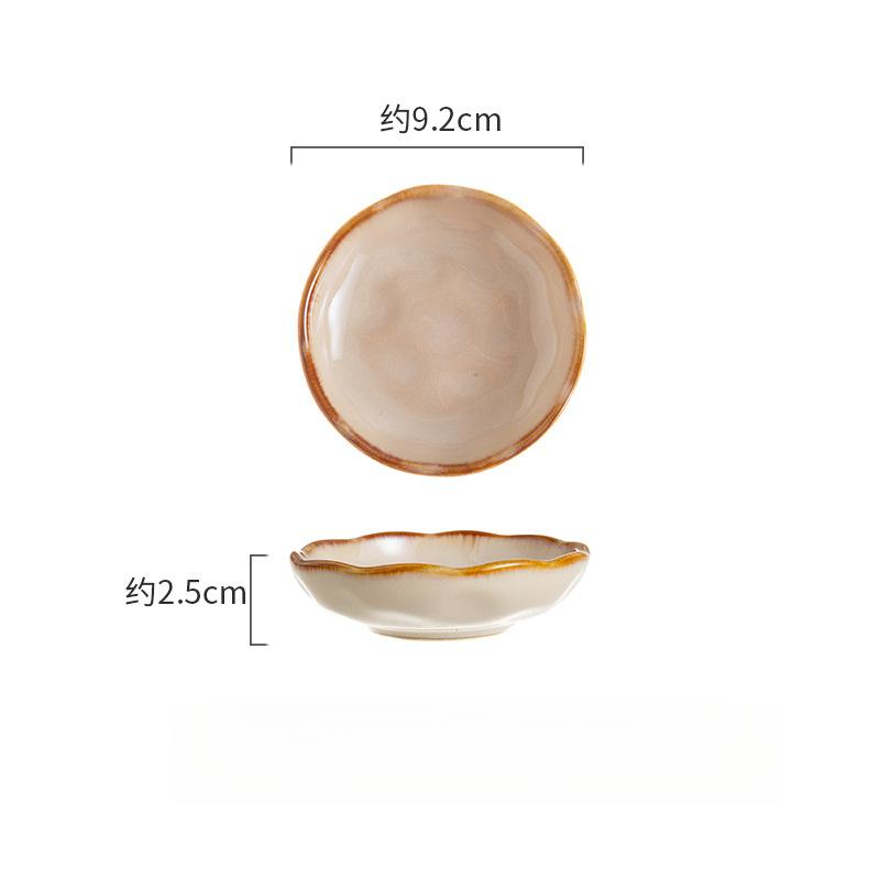 Vintage Luxury Kiln‑Change Glaze Ceramic Tableware, Embossed Double‑Line Round Bowl Plate Microwave‑Safe for Home Hotel & Gifting