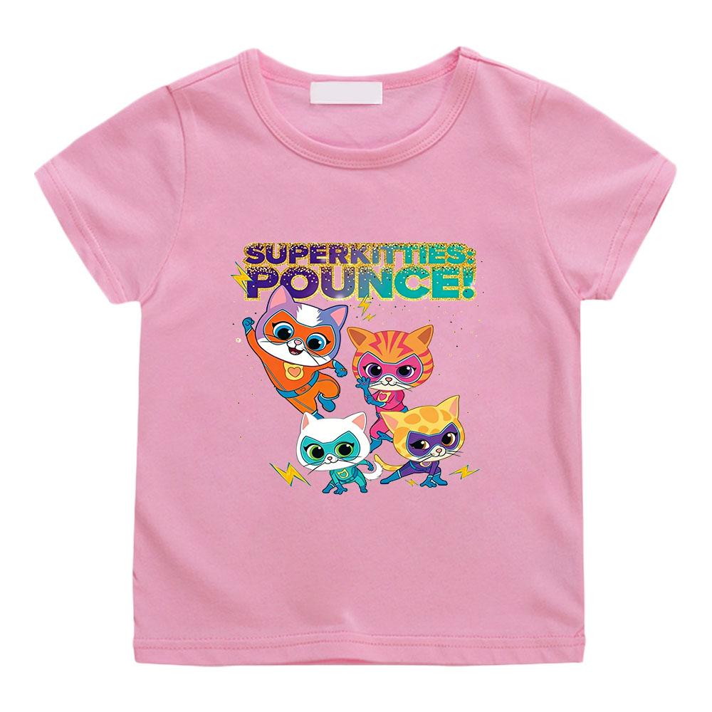 2026 NUOVA T-shirt Anime con Stampa SuperKitties 100% Cotone T-shirt Casual per Bambini e Bambine Top Girocollo Divertente T-shirt Manica Corta Magliette Manga Abbigliamento Estivo