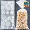 Snowflake Candy Bags Christmas Transparent Cookie Popcorn Packaging Plastic Bag Xmas Party Decorations Gift Bags for Children