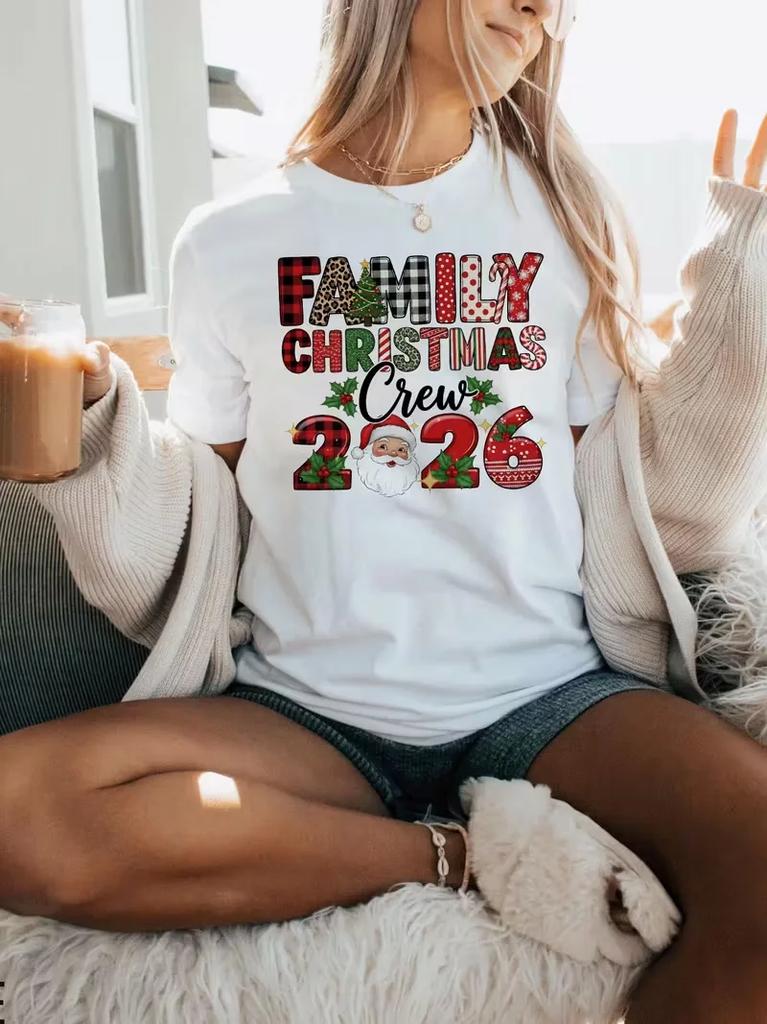 Women's Christmas Christmas Santa Blowing Pink Bubble Gum T Shirt Streetwear Unisex Style Oversized Cotton Men's Tops Tees