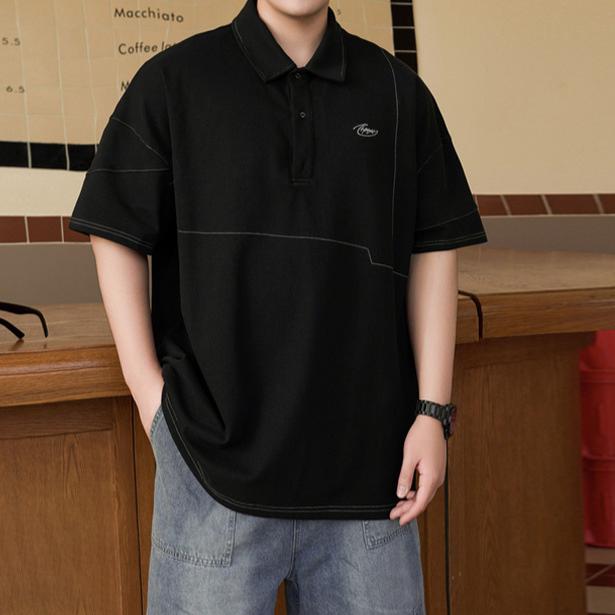 

Vintage Moisture Wicking Soft High Quality Breathable Men s Loose Polo Shirt--Wrinkle Resistant Casual Sport Short Sleeve Neck Shirt 8XL чорний
