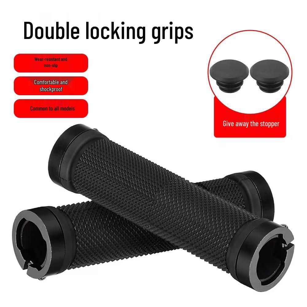 Mountain Bike Anti-Slip Aluminum Alloy Double-Sided Lock-On Rubber Handlebar Grips