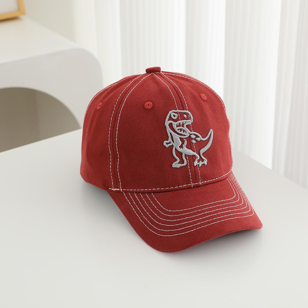 Einfarbige bestickte Dinosaurier-Baseballkappe, Baumwolle, schweißabsorbierend und atmungsaktiv, lässige Mütze