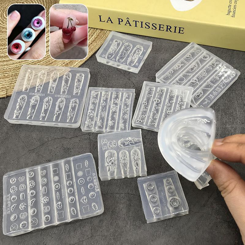 Fox Eyeball Stamping Stencils Uv Gel Polish Art Mould Silicone Carving Tool Diy Design 3D Nail Mold Ice Flower Bread Jellyfish