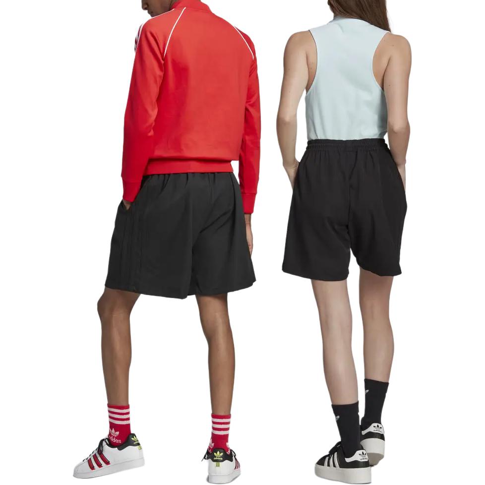 Adidas Originals Adicolor Solid Color Elastic Low Waist Sports Casual Shorts Unisex Shorts Black HN3667