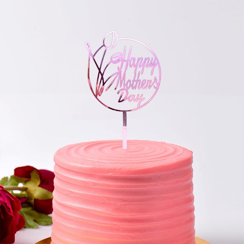 New Happy Mother'S Day Birthday Cake Topper Gold High-Grade Acrylic Mom Party Cake Toppers Mother'S Day Gifts Dessert Decoration