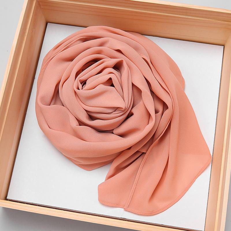 Big Size Long Hijab Premium Heavy Chiffon Scarf Malaysian Muslim Hijab Long Shawl Plain Wraps Tudung Bawal 2M*72CM