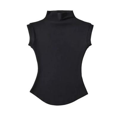 Tops de cuello alto sin mangas para mujer, de verano, elásticos, ajustados, de manga corta, con cuello alto, básicos, casuales, para mujer