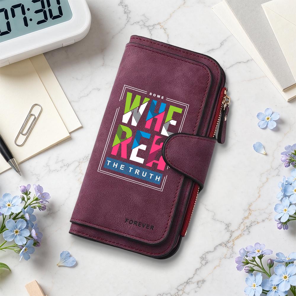 Wearable Long Purse with Fashion Letter Print Multi Slot Portable Wallet for Daily Use