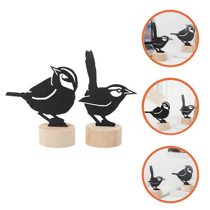 Black Iron Photo Clip Bird Memo Holder for Desktop Use 2Pcs Set