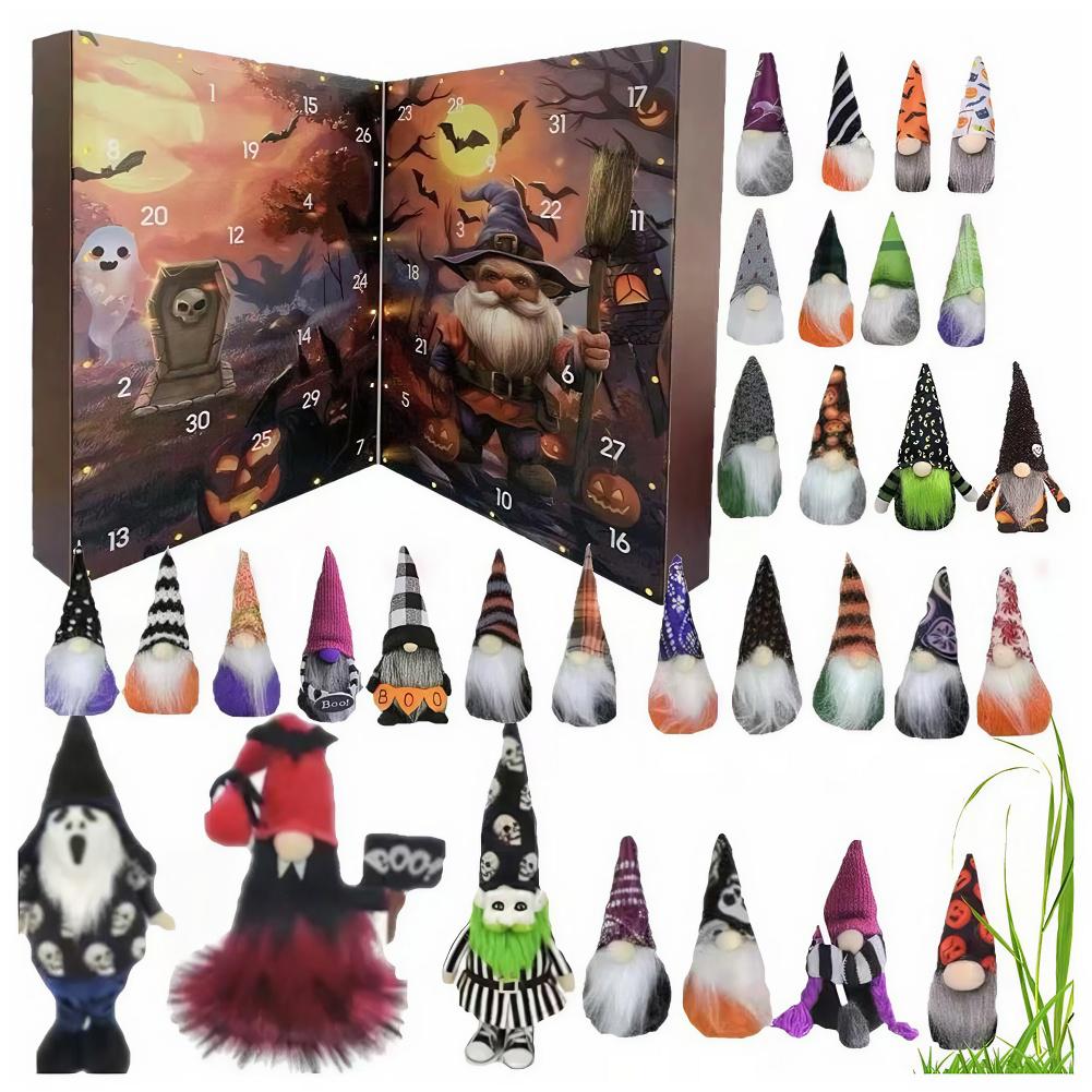 

2025 Halloween Advent Calendar with 31/24 Collectible Figures Gnome Advent Surprise Countdown Calendar Halloweens Decor & Gifts 24 dwarves