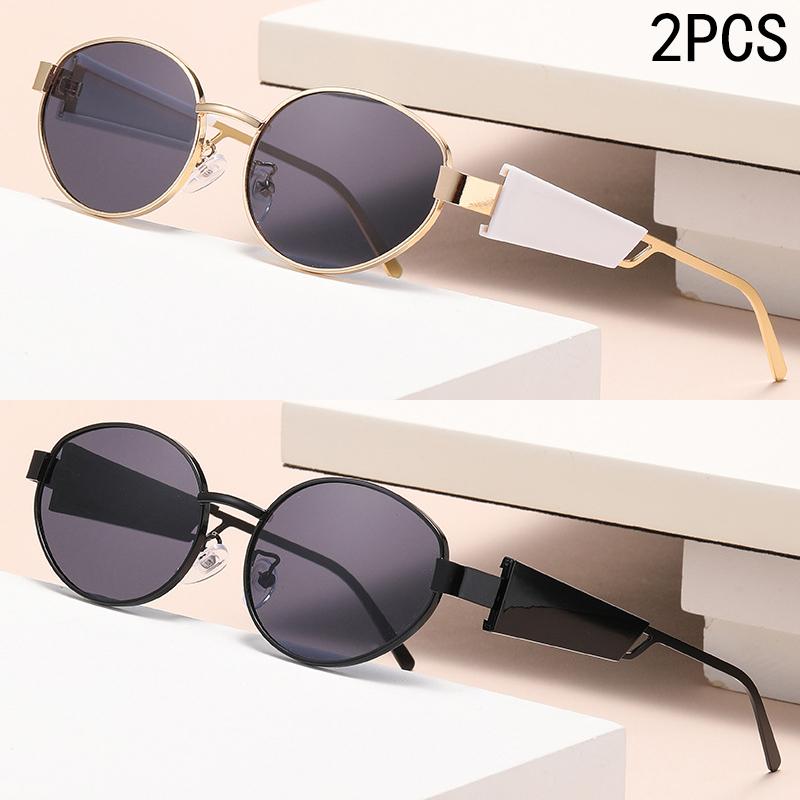 1PCS New Oval Metal Sunglasses Fashion UV-resistant Unisex Glasses 2426 Trendy Lightweight