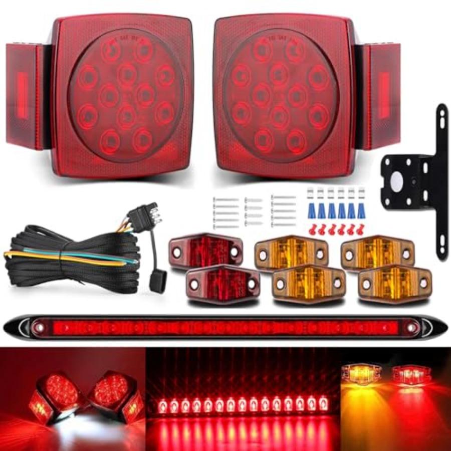 LED Boat Trailer Lights Kit, Submersible LED Trailer Light Kit for Utility Trailer w/25FT Wire Harness, Stop Turn Tail Brake Li as pic