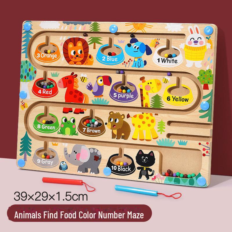 Children's Wooden Magnetic Maze & Color Counting Board for Logical Thinking