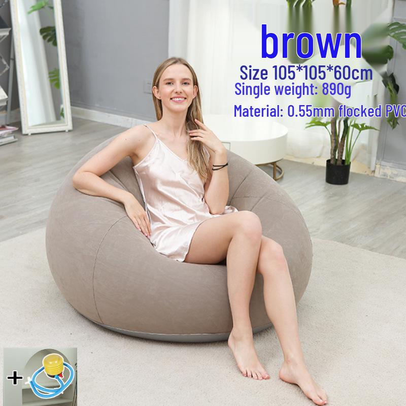 

Кофейное надувное кресло-мешок в форме сферы - Флокированное кресло-реклайнер As Pictured