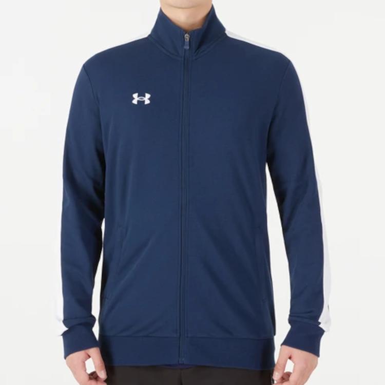 Under Armour Logo Print Color Block Knit Sports Jacket Men Outerwear Academy-Blue 21500440-408