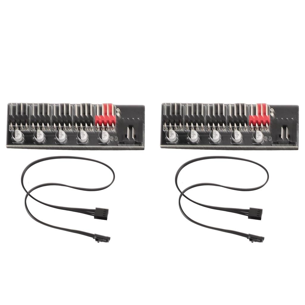 2PCS PWM Fan Hub 12V 4 Pin 5 Way Space Saving CPU Cooling Hub Controller with 3 Pin and 4 Pin Cable