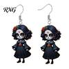 Gothic Witch Drop Earrings Halloween Earrings, Lightweight Acrylic Pendant Retro Rose for Women Girls Day of The Dead Accessories Eye-catching