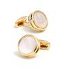 Men's Jewelry High-quality Light Luxury French Simple Shell Copper Round Gold Cufflinks