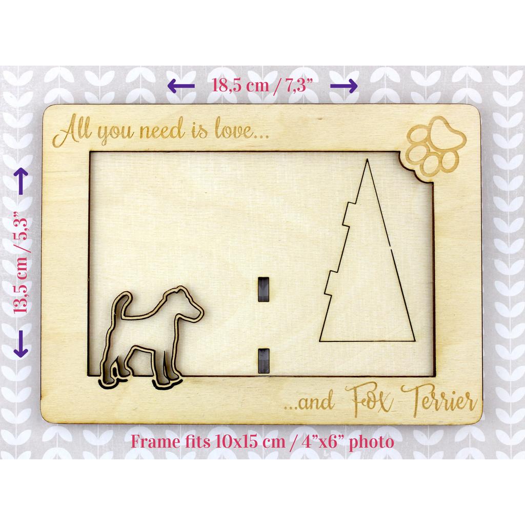 Fox Terrier Smooth - Photo frame, engraved wooden frame, a lovely gadget for the dog lover by Art-Dog