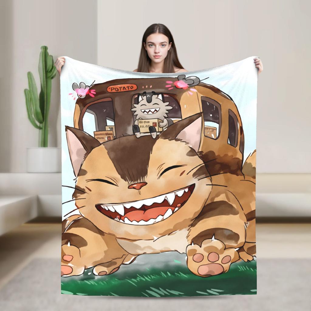 Japanese Blanket T-Totoros Travel Flannel Throw Blanket For Couch Bed Soft Custom DIY Quality Bedspread Gift Idea