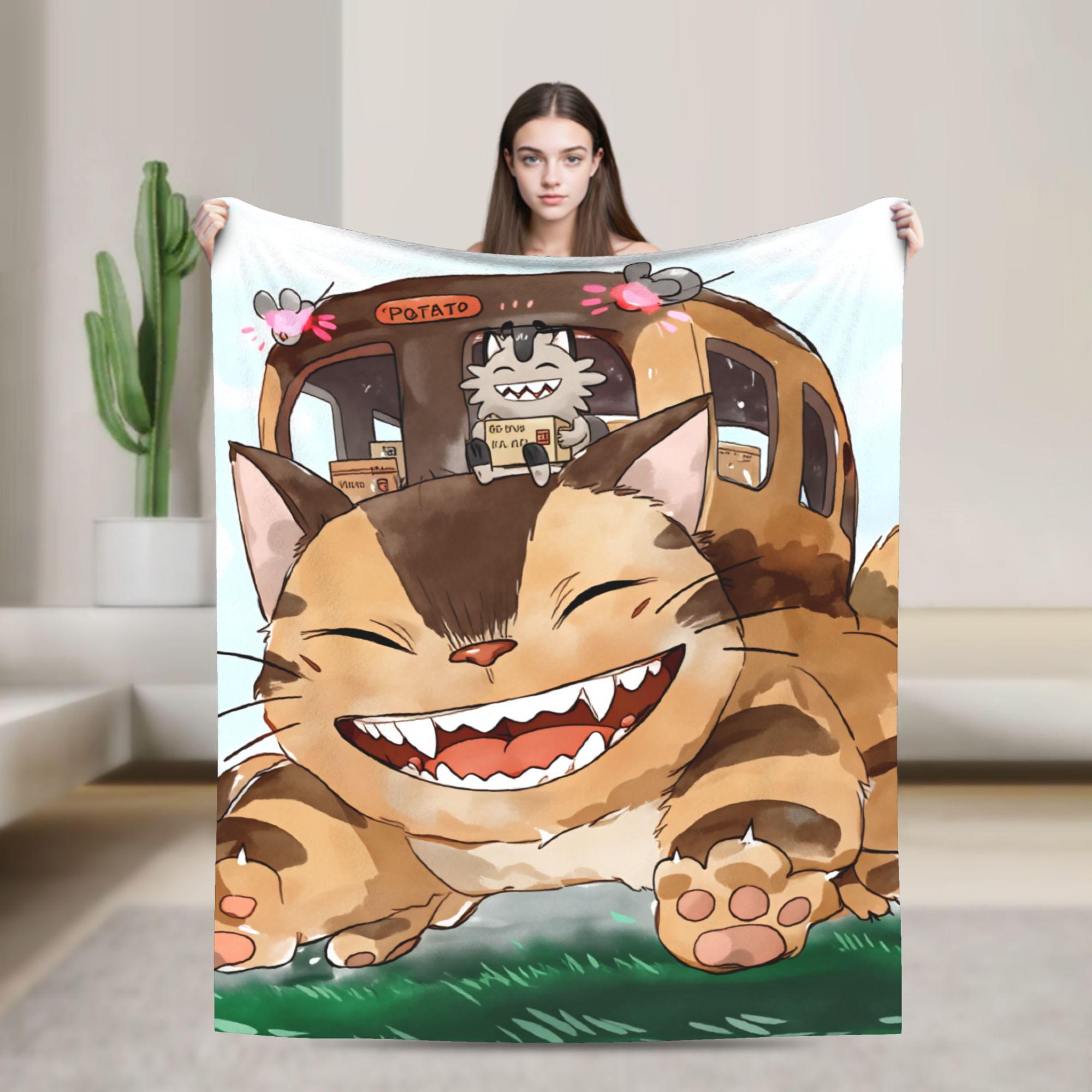 

Japanese Blanket T-Totoros Travel Flannel Throw Blanket For Couch Bed Soft Custom DIY Quality Bedspread Gift Idea 75x90cm