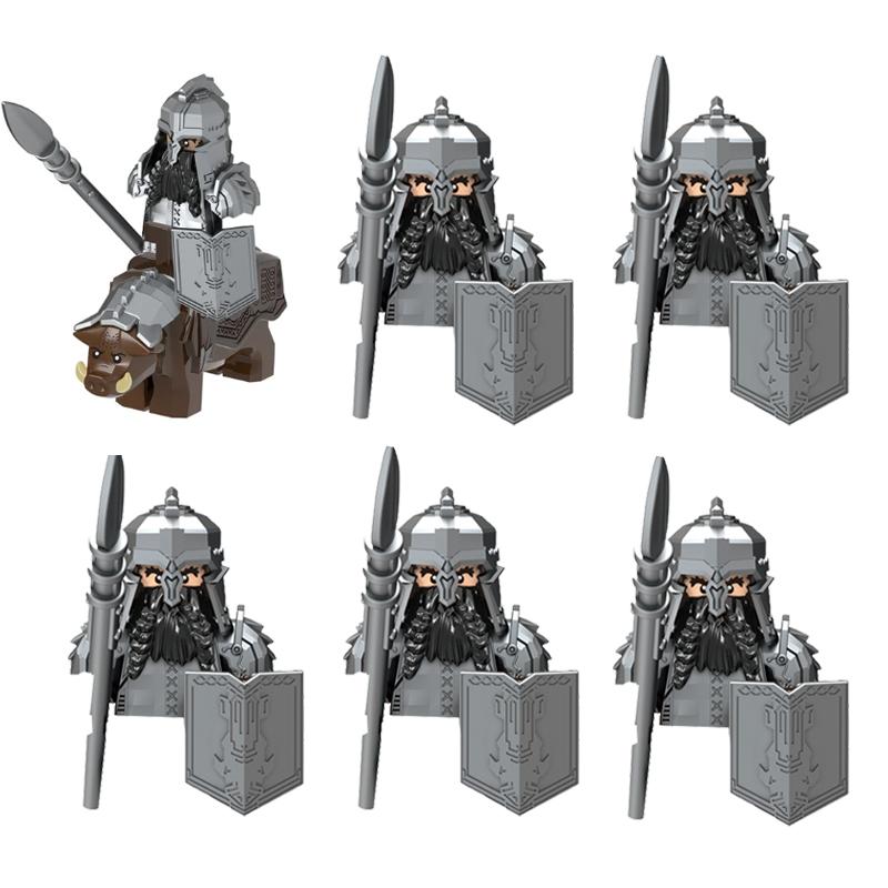 MOC Středověké Vojenské Stavební Kostky Elfský Bojovník Ork Rohan Gondor Rytíř Sada Postav Zvířecí Armáda Zbraň Luk Kuše Hračka