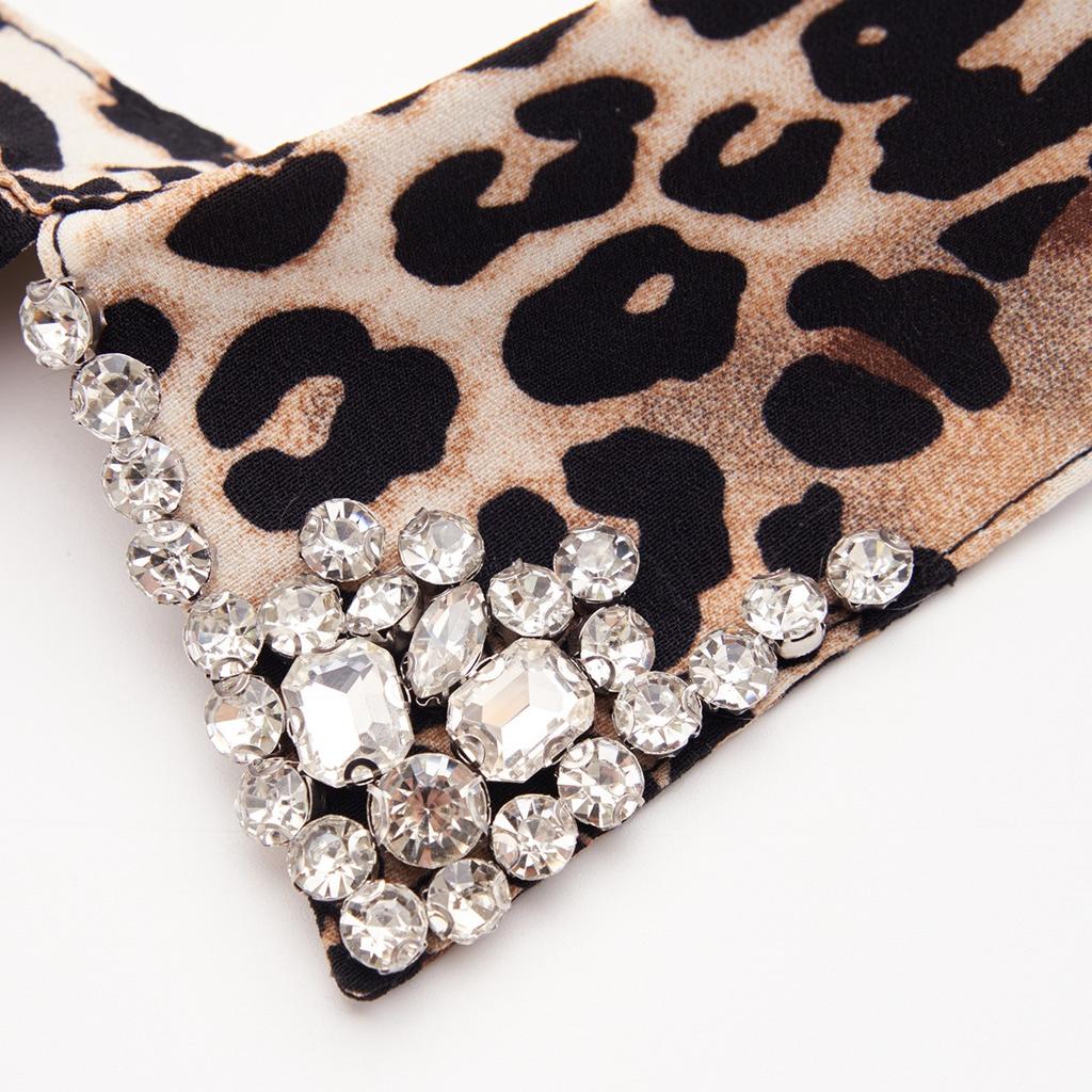 Leopard Rhinestone Decorative Women's Removable Detachable Collar Crystal Fashion Collar Polyester Knit Hand Wash