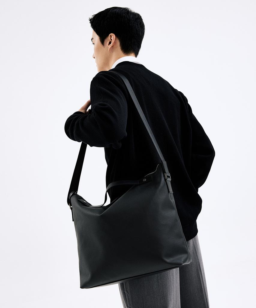 Bedford11Th 15-Inch Storage Functional 2-Way Large Messenger Bag [Black]