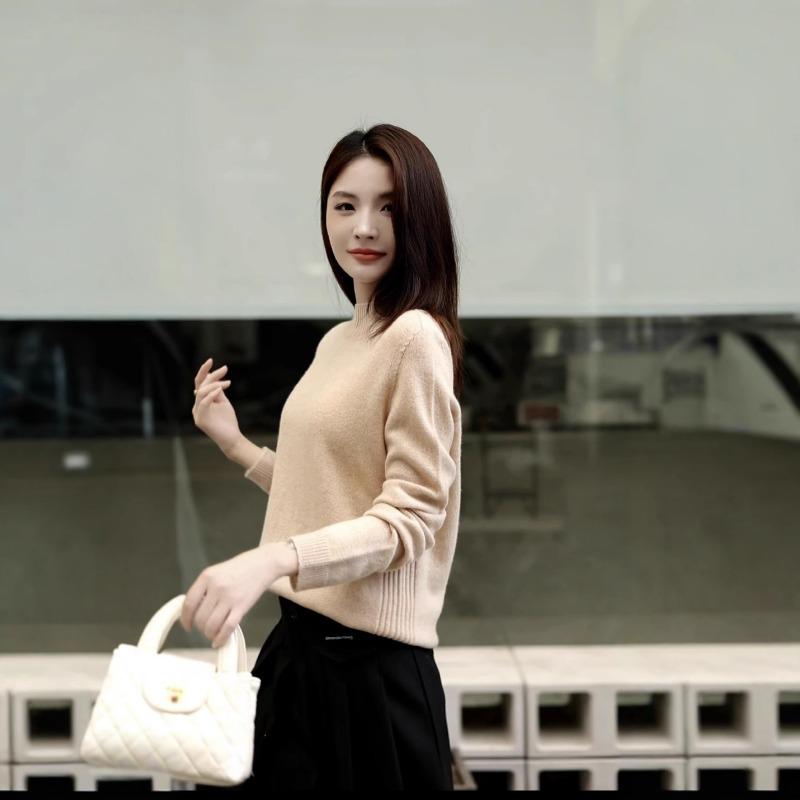 Semi-turtleneck Wool Sweater Women's 0 Solid Color Bottoming Sweater Sweater New Loose Inner Seamless Knitted Top