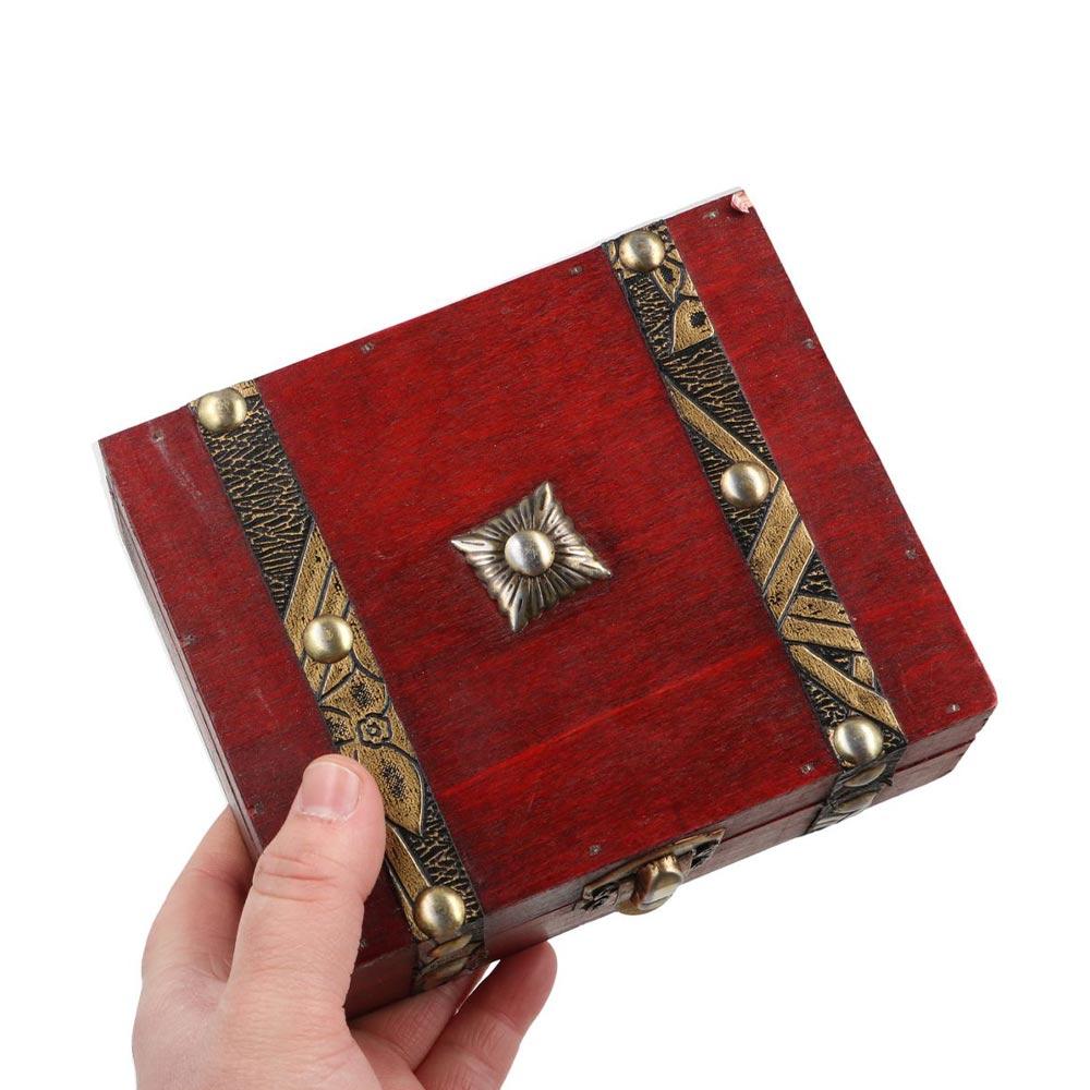Wood Storage Box Antique Style Jewelry Box Durable Treasure Chest Bracelet