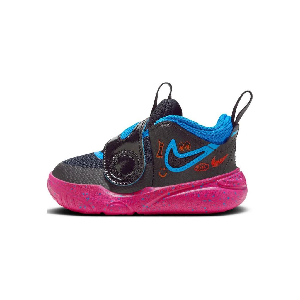 Nike Team Hustle D 11 Synthetic Leather Comfortable Versatile Shock Absorbing Durable Low Top Walking Shoes Baby Shoes Black Purple FB7573-001