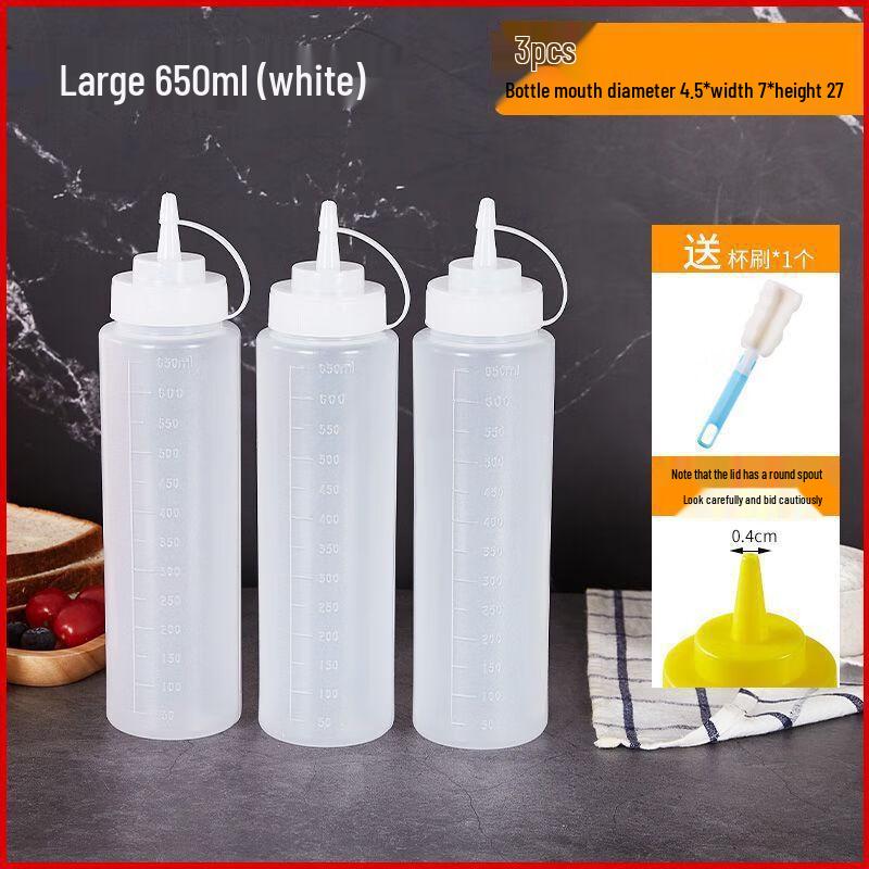 Plastic Squeeze Bottle for Salad Dressing & Condiments 3-Pack (650ml Each)