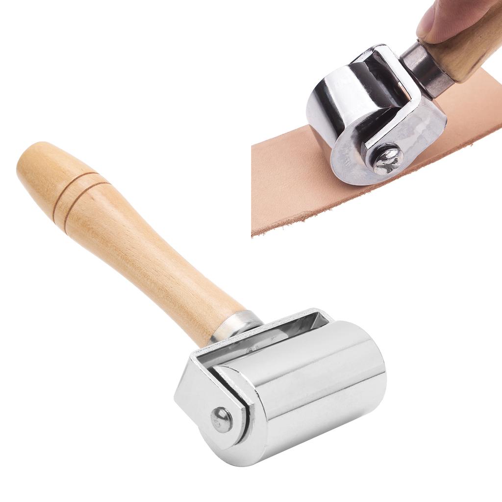 Läder Press Kantrulle DIY Läderhantverk Trähandtag Kantrullningsverktyg SilverM 60mm   2.36in