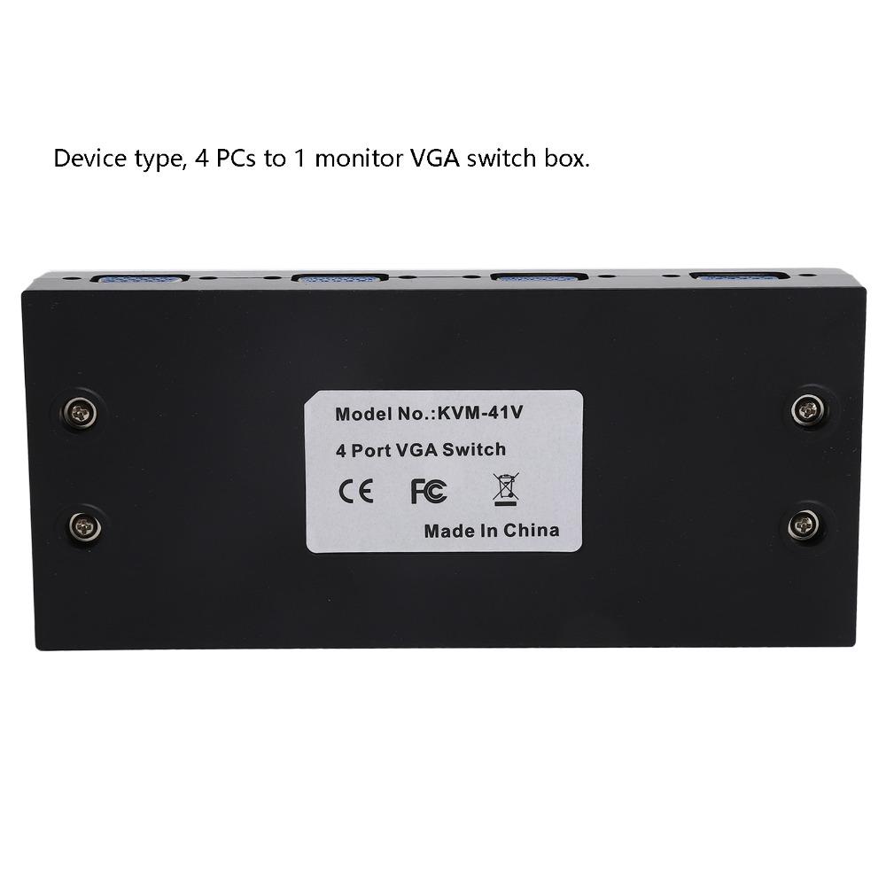1920@1080P VGA-Umschalter 4-in-1-Ausgang HD-Video-Teiler VGA-Schaltbox für VGA/XVGA/SVGA/UXGA TV-Monitor