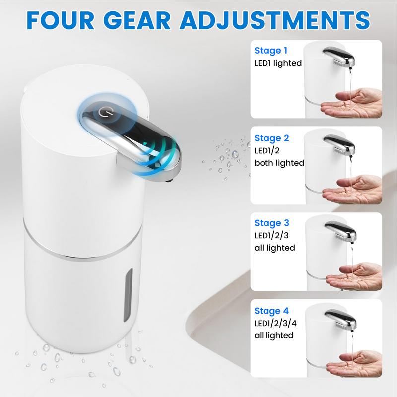 Hand Wash Dispenser 13.5OZ Automatic Wall Dispenser Rechargeable Shower Shampoo Sensor Pump 4-Step Adjustable Wall Mounted For