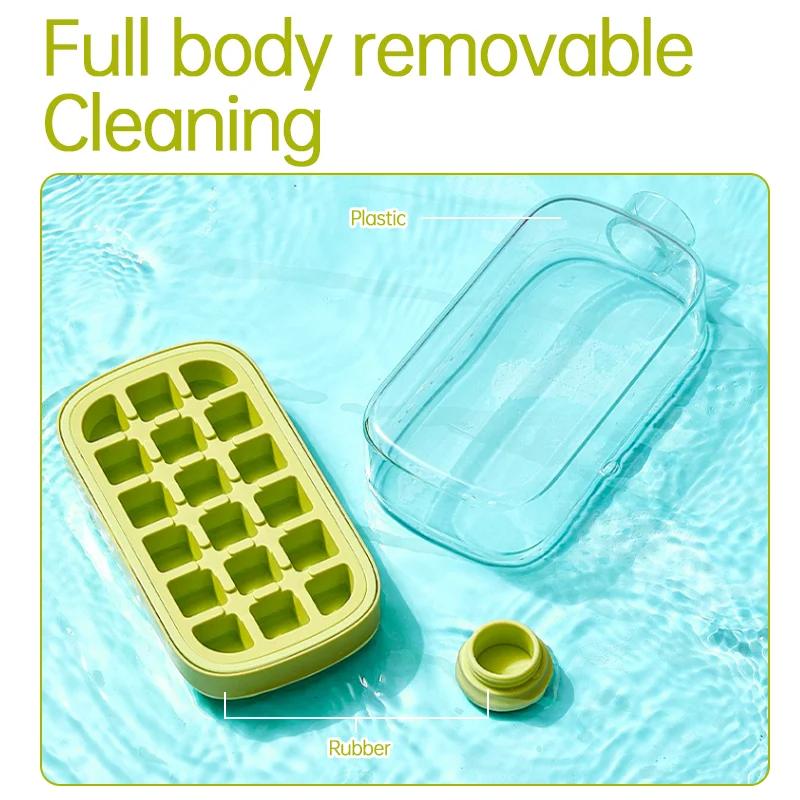 Portable Ice Cube Tray Bottle with Lid Silicone One-click Ice Mold Bottle Cooler Cup NO Touch DIY Fruit Juice Cup 500/800ml