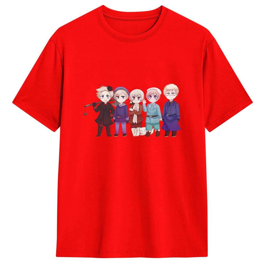 T-shirt Unisex Hetalia Potenze dell'Asse 100% Cotone Abbigliamento Vintage Manica Corta Girocollo Nuovi Arrivi T-shirt