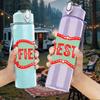 1PC Fiesta Red Vintage Badge Print 750ml Color Plastic Sports Water Bottle Leakproof Flip Straw Lid Suitable for Sports Office Home Use
