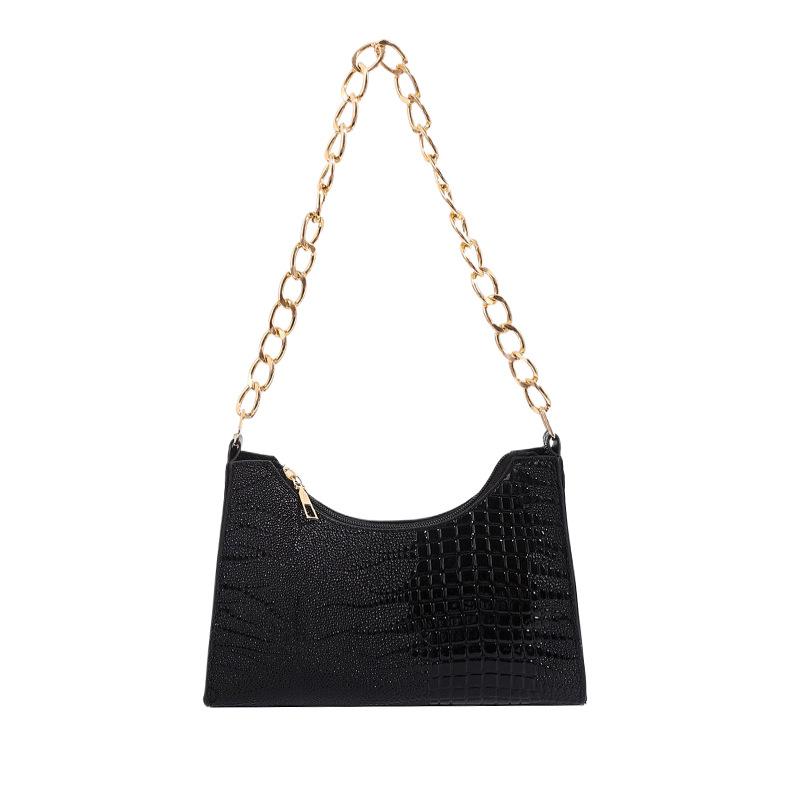 French Niche Foreign Style Chain Baguette Bag Female Texture Crocodile Pattern Temperament Shoulder Bag 2025 New Armpit Bag