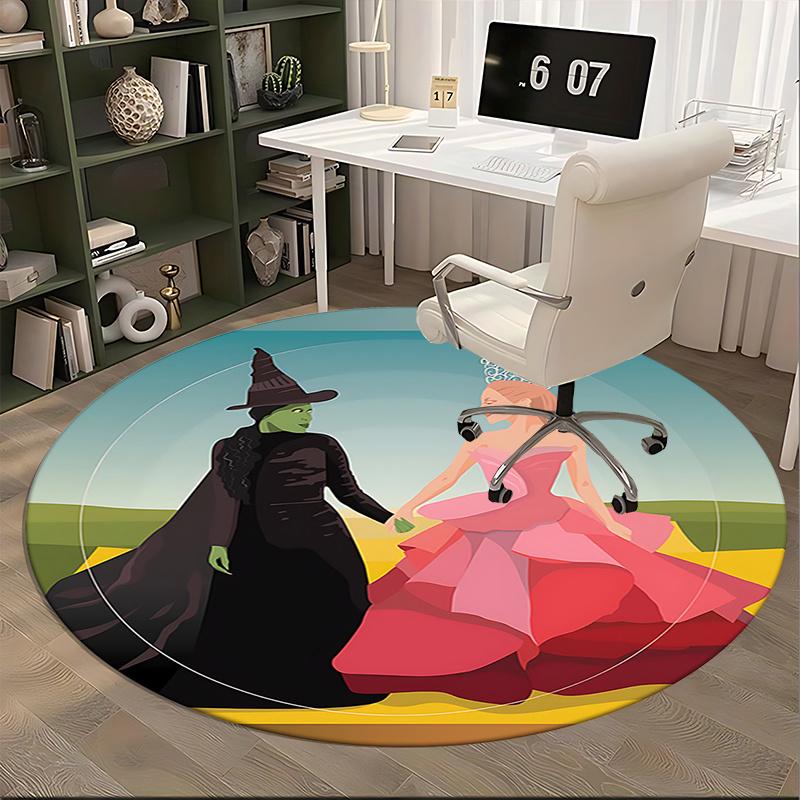 Wizard of Oz,Witch and Princess Chair Mat Round Rug Office Carpet, Non Slip, Suitable for Living Rooms, Bedrooms,Decor1205897a