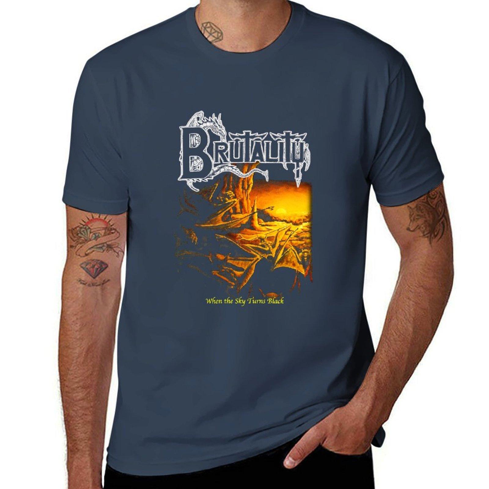 Brutality When The Sky Turns Black Metal TShirt Plus Size Short Sleeve TShirt S