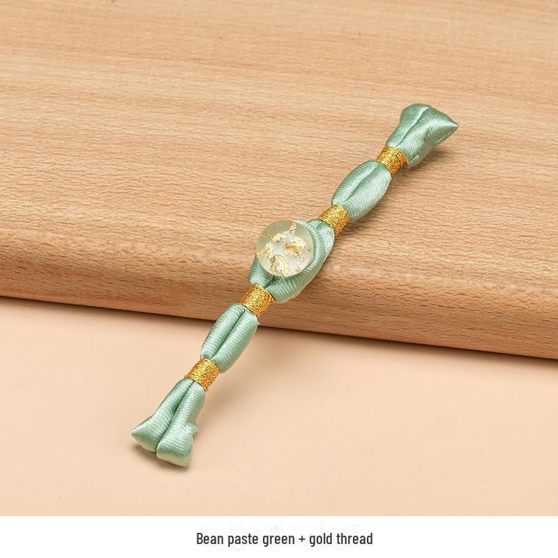 Hengmeihe Ręcznie Robiony Koralikowy Guzik Cheongsam ze Złotej Folii z Wykończeniem Złotą Nicią