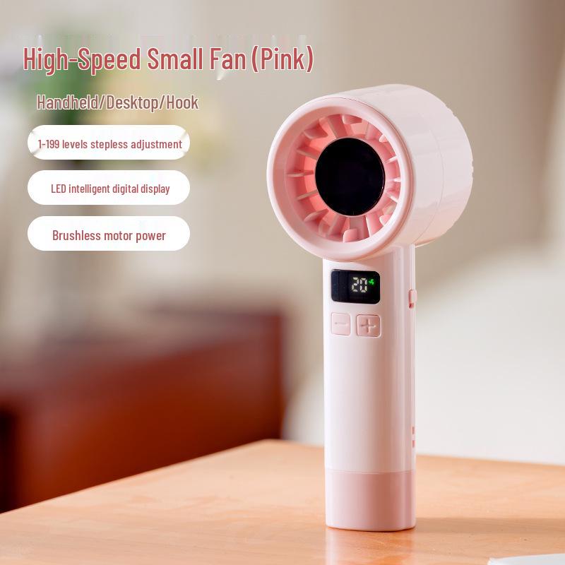 Compact USB Rechargeable High-Speed Digital Display Handheld Fan 199-Speed High-Speed Fan