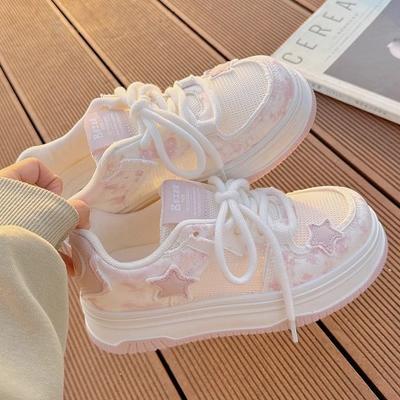Sneakers Summer New Junior High School Girls Board Shoes Middle and Older Children Little White Shoes Student Single Shoes Mesh Shoes