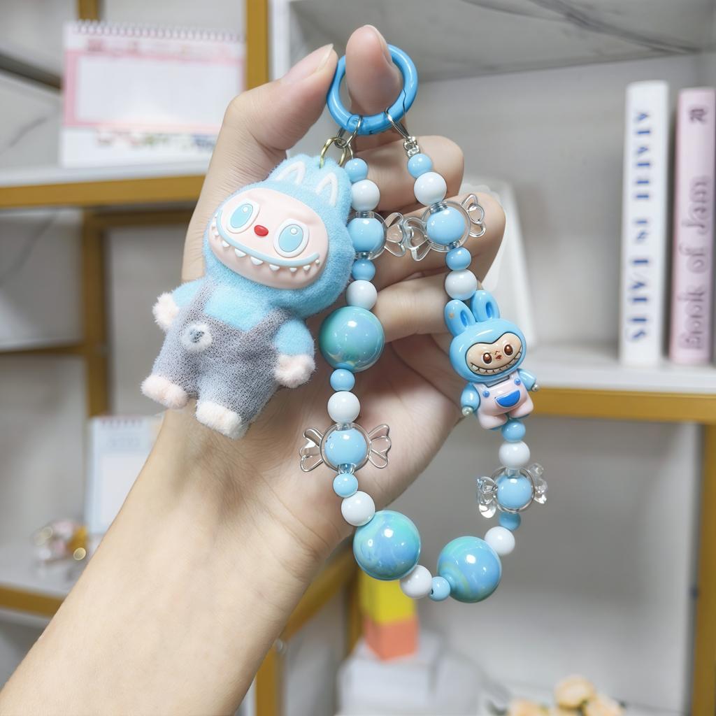 Cartoon Soft Rubber Flocked Rag Keychain Bag Pendant Blind Box Trendy Cool Rag Mobile Phone Chain Couple Small Gift